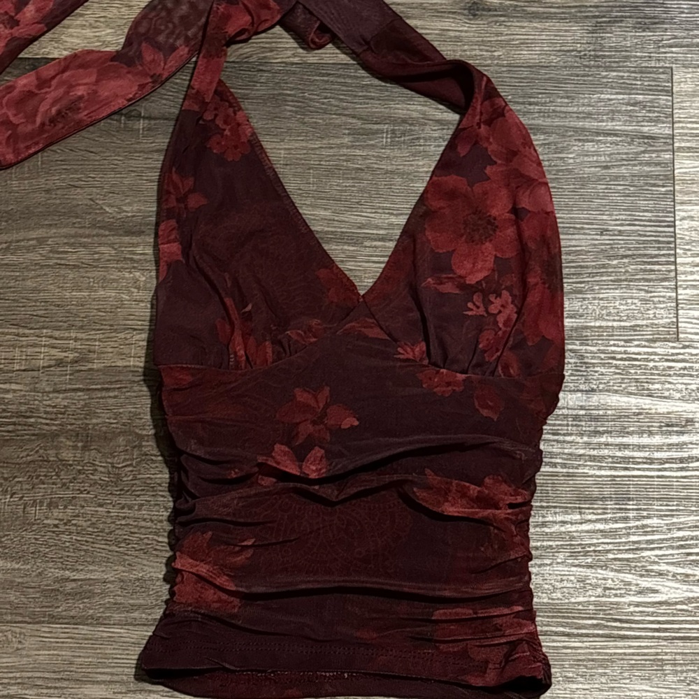 Full Tilt Burgundy Halter Top